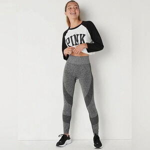 VICTORIAS SECRET PINK Seamless High Rise‎ Gray Athletic Leggings Size Medium